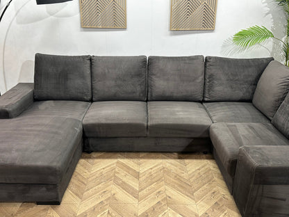Antraciet Velvet U Zetel ~ Losse Rugkussens Met Afneembare Hoezen