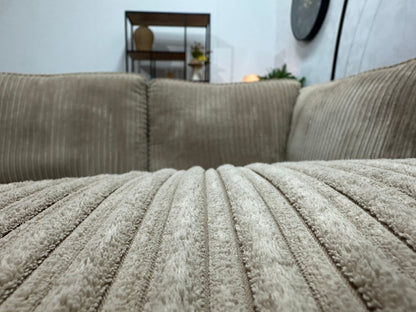 Beige Ribstof Hoekzetel ~ Losse Kussens Met Afneembare Hoezen