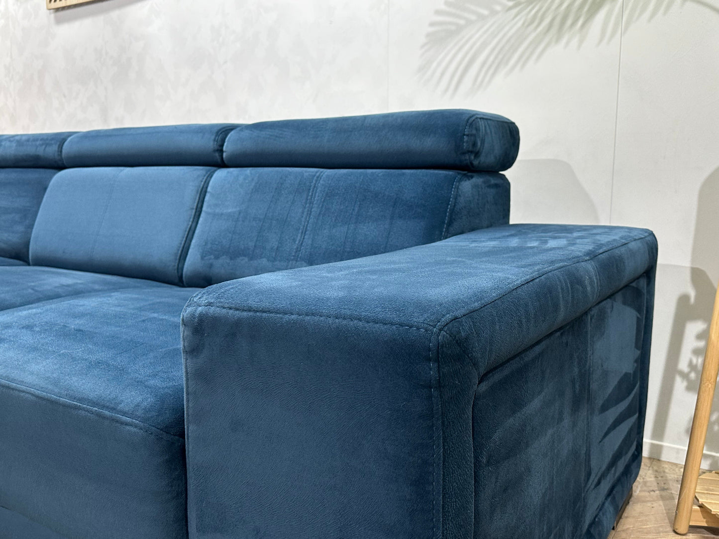 Blauwe Velvet Hoekzetel ~ Verstelbare Hoofdsteunen