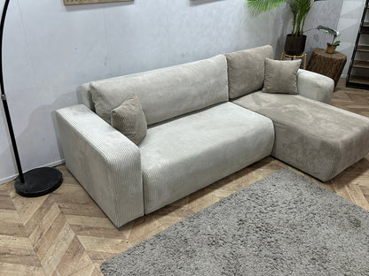 !Showroommodel! Witte/Bruine Ribstof Hoekzetel