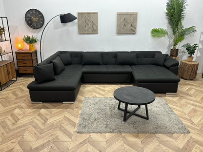 !Showroommodel! Zwarte Stoffen/Lederen U Zetel