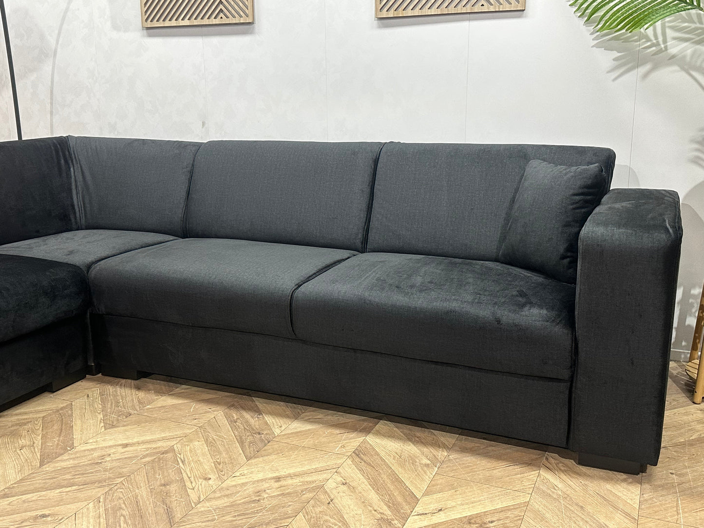 !Showroommodel! Zwarte Velvet Hoekzetel