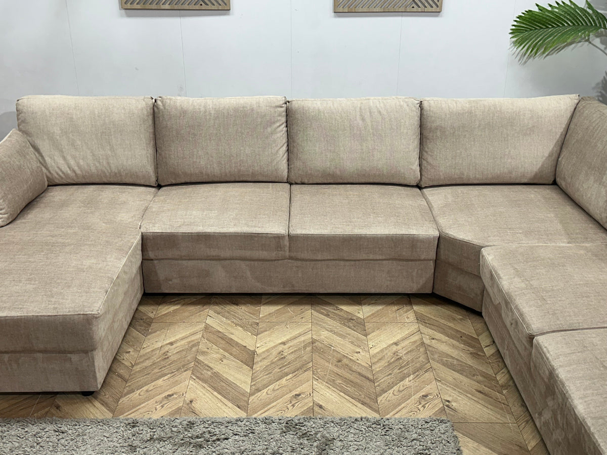 !Showroommodel! Beige Velvet U Zetel