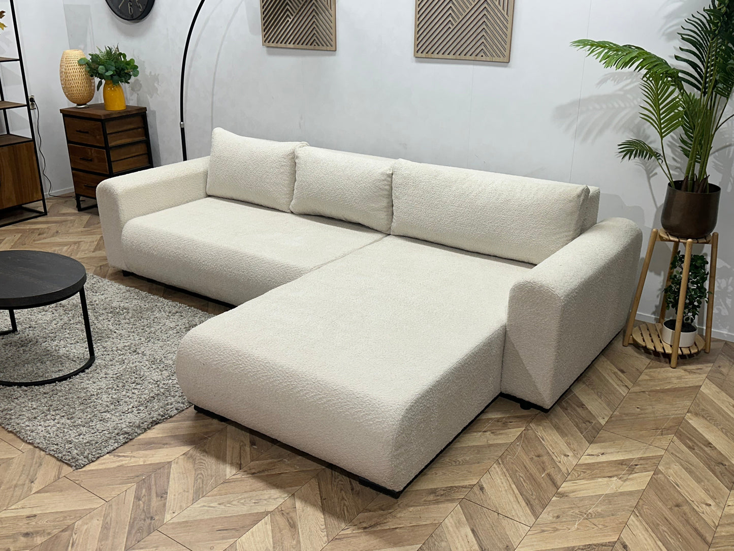 !Showroommodel! Witte Bouclé Hoekzetel