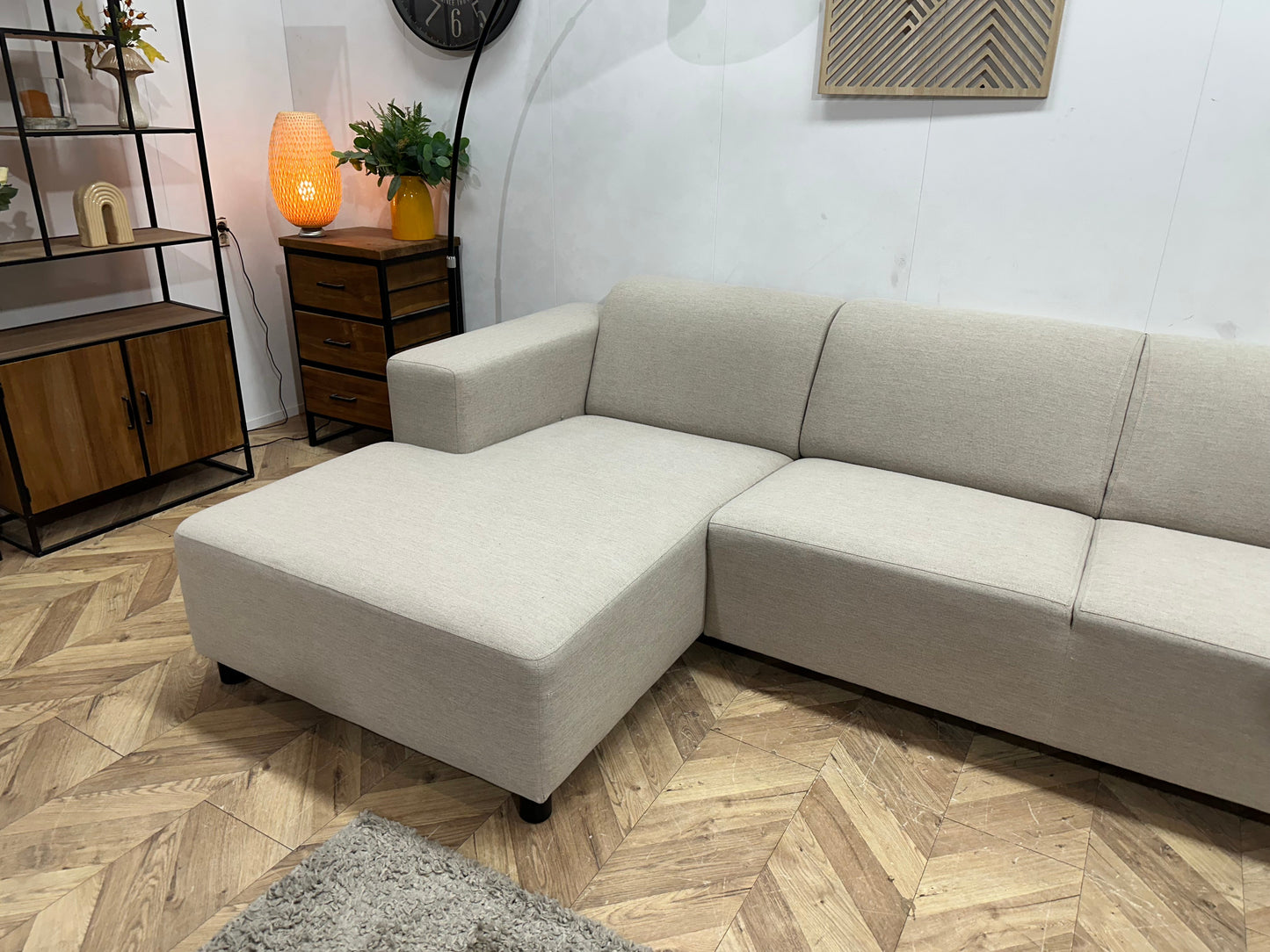 SoTrue Beige Stoffen U Zetel ~ Vaste Kussens