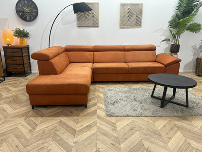Cognac Bruine Suède Stoffen Hoekzetel ~ Verstelbare Arm/ Hoofdsteunen