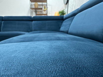 Blauwe Velvet Hoekzetel ~ Verstelbare Hoofdsteunen