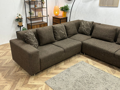 Bruine Hoekzetel ~ Losse Rugkussens  Met Afneembare Hoezen