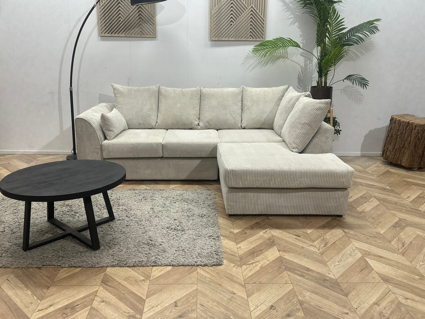 !Showroommodel! Witte Ribstof Hoekzetel