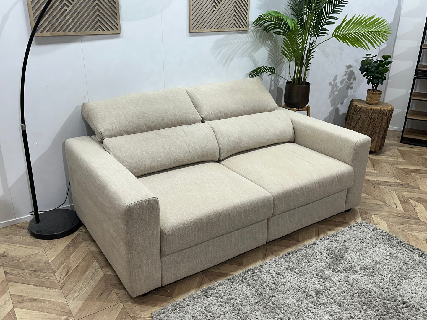 Beige 2.5-Zits Zetel ~ Verstelbare Hoofdsteunen