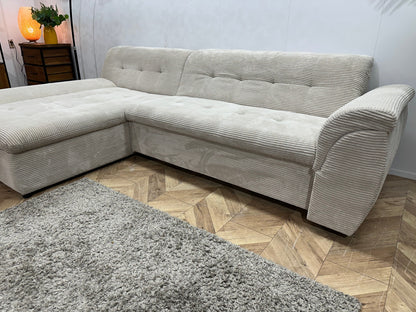 !Showroommodel! Crème Ribstof Hoekzetel ~ Opbergruimte
