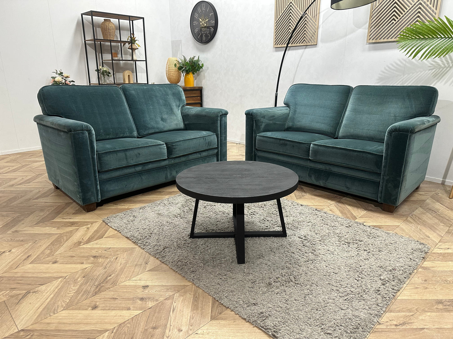 Blauwe Velvet Zetels Set ~ Vaste Kussens