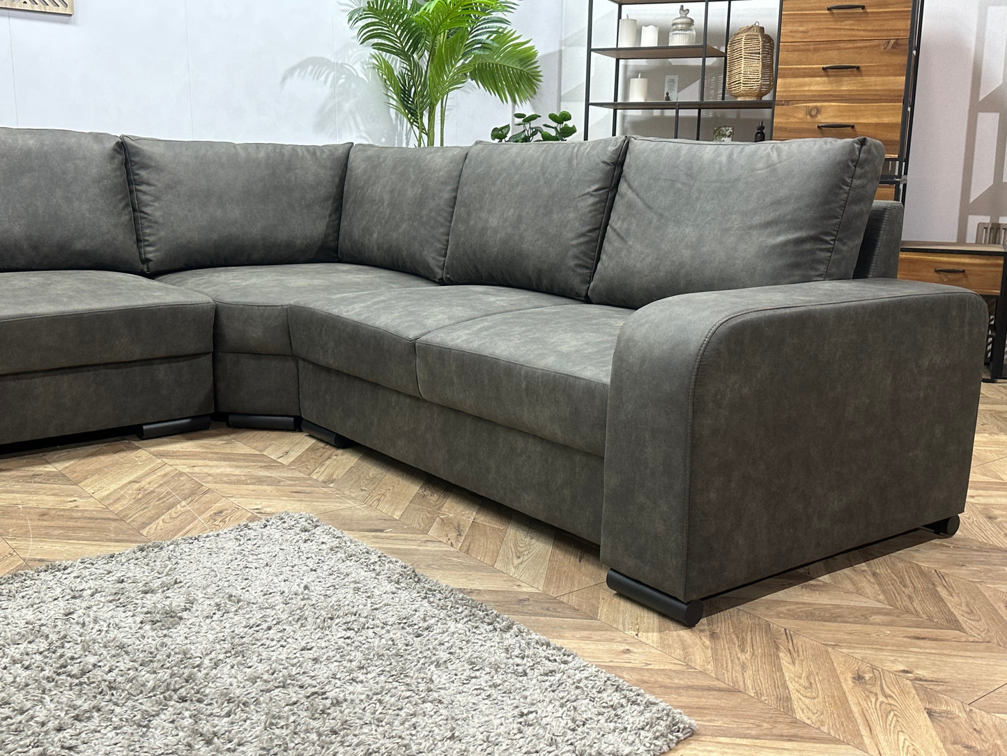 !Showroommodel! Antraciet Suède Stoffen U Zetel