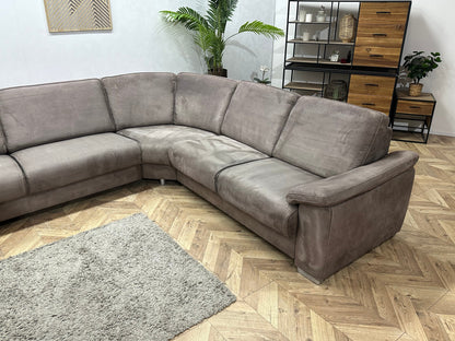 H&H Taupe Suède Stoffen Hoekzetel ~ Vaste Kussens