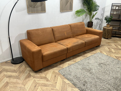Cognac Bruine Suède Stoffen 3-Zits Zetel Inc Hocker ~ Inruilvoordeel