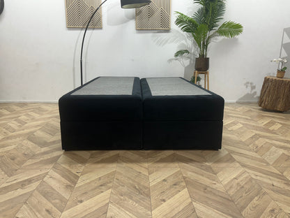 Zwarte Ribstof Boxspring