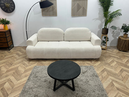 !Showroommodel! Witte Bouclé Stoffen 3-Zits Zetel ~ Slaapfunctie