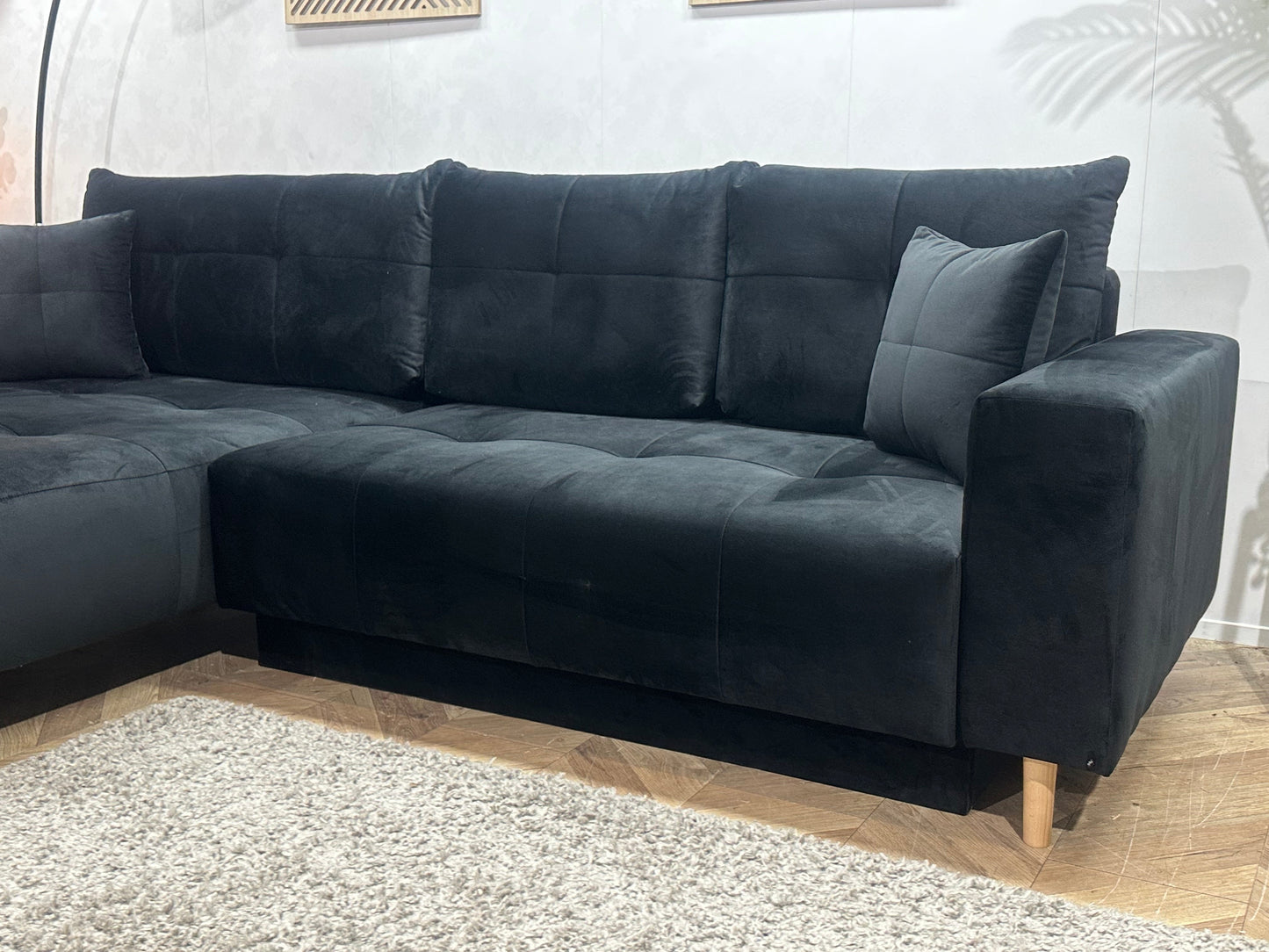 !Showroommodel! Zwarte Velvet Hoekzetel