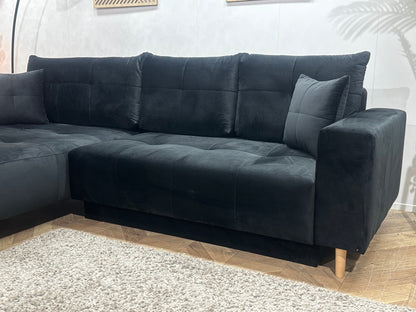 !Showroommodel! Zwarte Velvet Hoekzetel