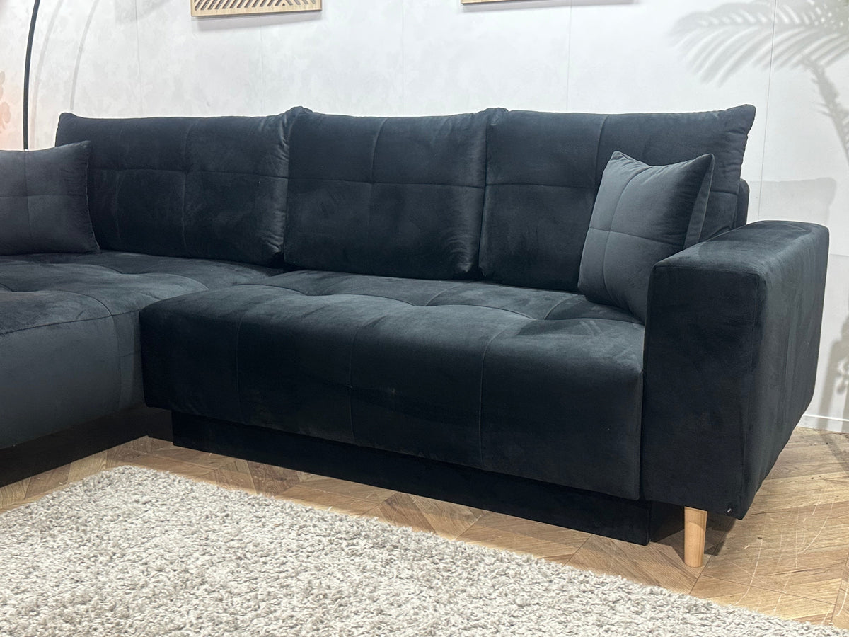 !Showroommodel! Zwarte Velvet Hoekzetel