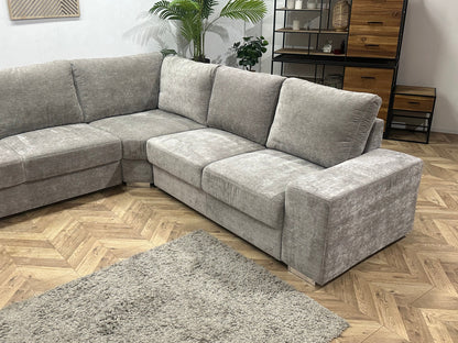 Grijze Velvet U Zetel ~ Losse Rugkussens Met Afneembare Hoezen