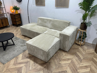 !Showroommodel! Witte/Crème Ribstof Design Hoekzetel