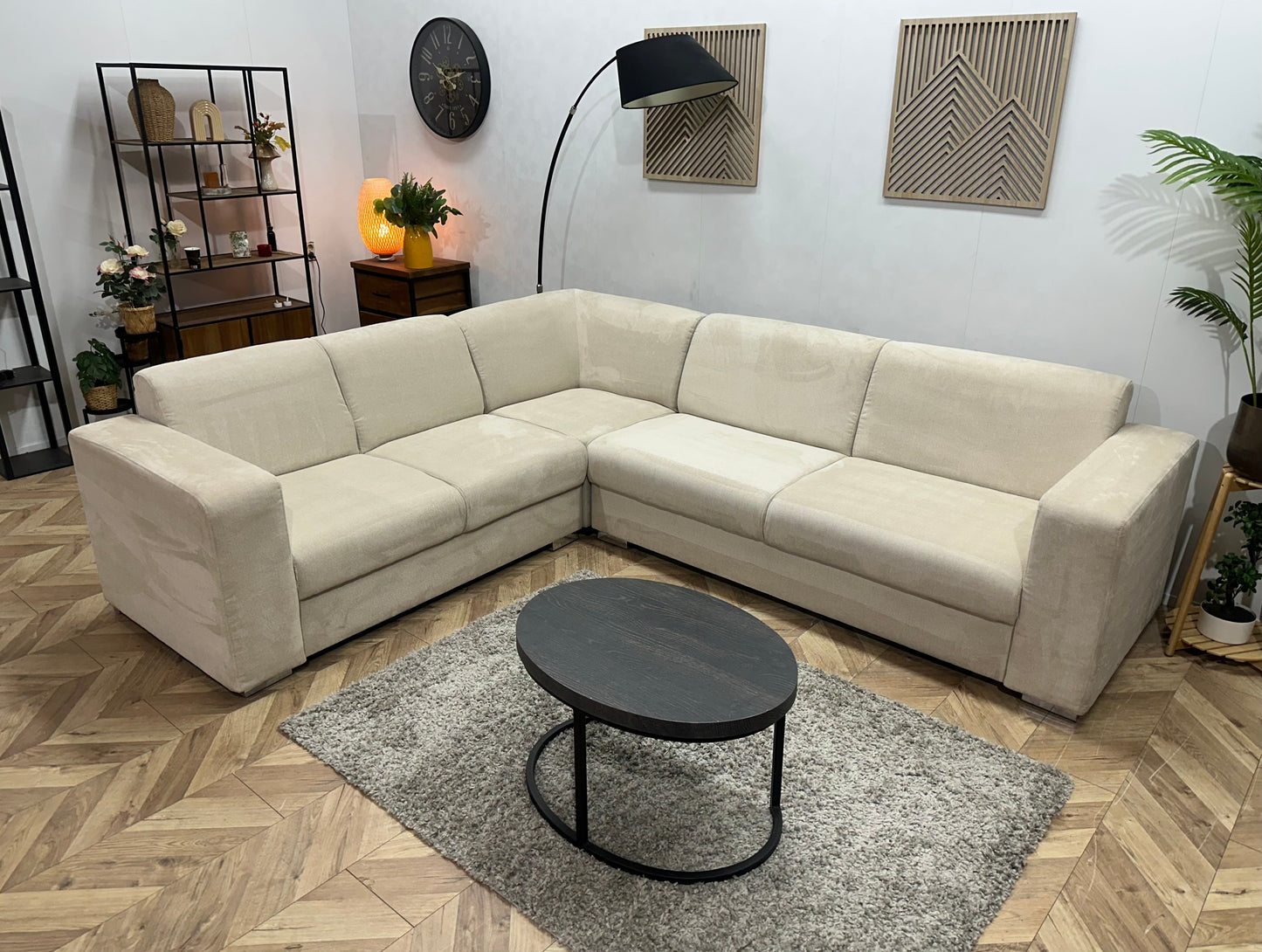 !Showroommodel! Crème Suède Stoffen Hoekzetel
