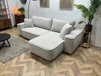 !Showroommodel! Witte/Crème Suède Stoffen Hoekzetel