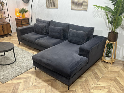 Antraciet Velvet Hoekzetel ~ Losse Kussens Met Afneembare Hoezen
