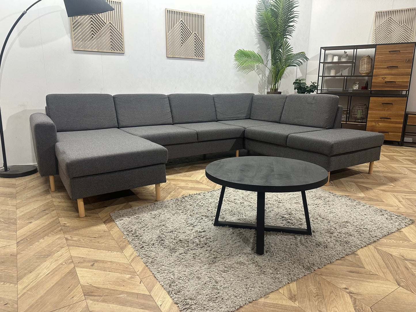 Antraciet U Zetel ~ Losse Rugkussens Met Afneembare Hoezen