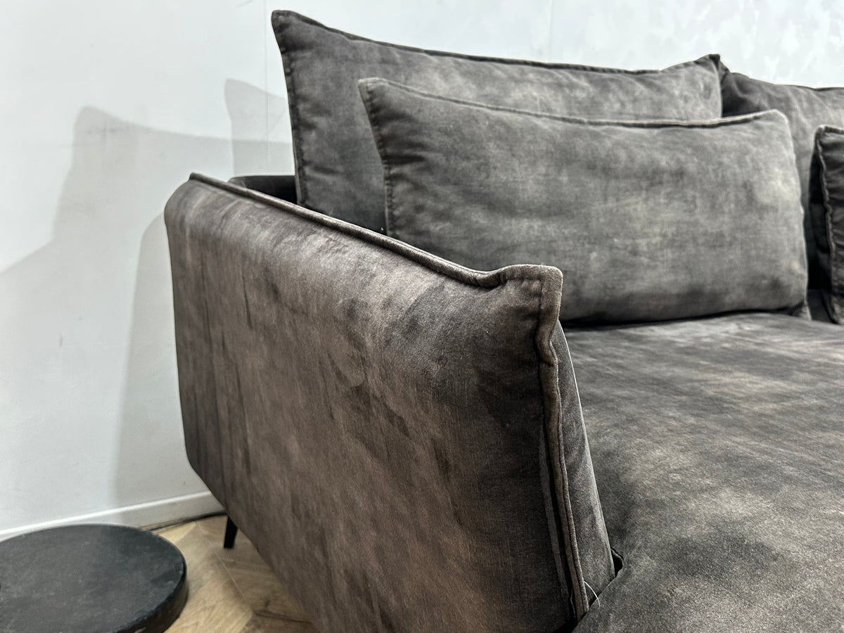 Antraciet Velvet U Zetel ~ Losse Kussens Met Afneembare Hoezen
