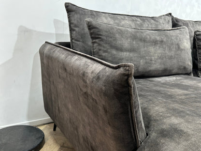 Antraciet Velvet U Zetel ~ Losse Kussens Met Afneembare Hoezen