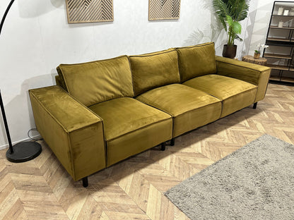 Groene/Gele 3-Zits Zetel Inc Hocker ~ Losse Rugkussens Met Afneembare Hoezen