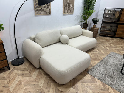 !Showroommodel! Crème Bouclé Stof Hoekzetel ~ Losse Rugkussens