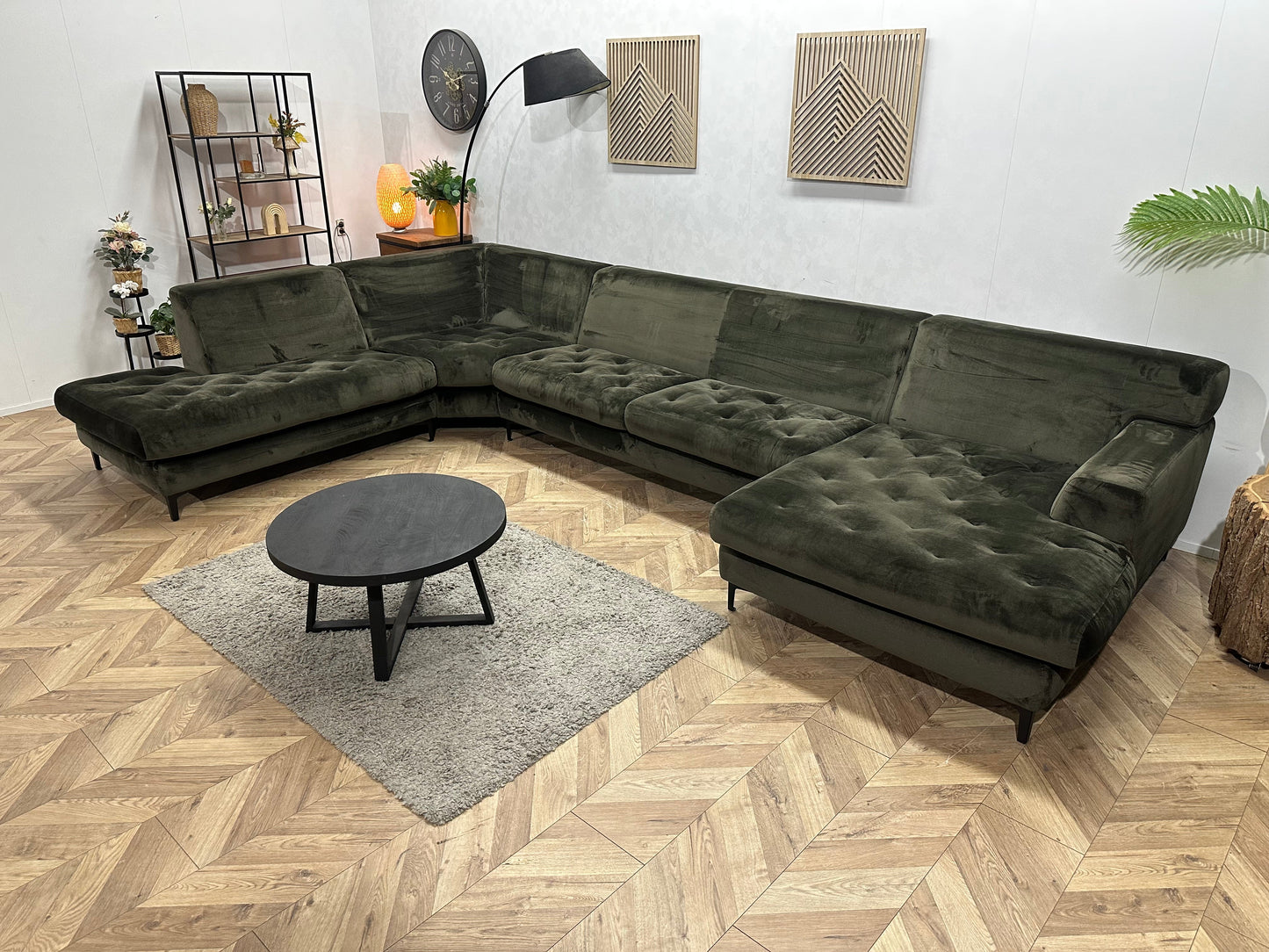 Donker Groene Velvet U Zetel ~ Nieuwstaat