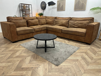 Vellarte Cognac Bruine Suède Stoffen Hoekzetel ~ Losse Kussens Met Afneembare Hoezen