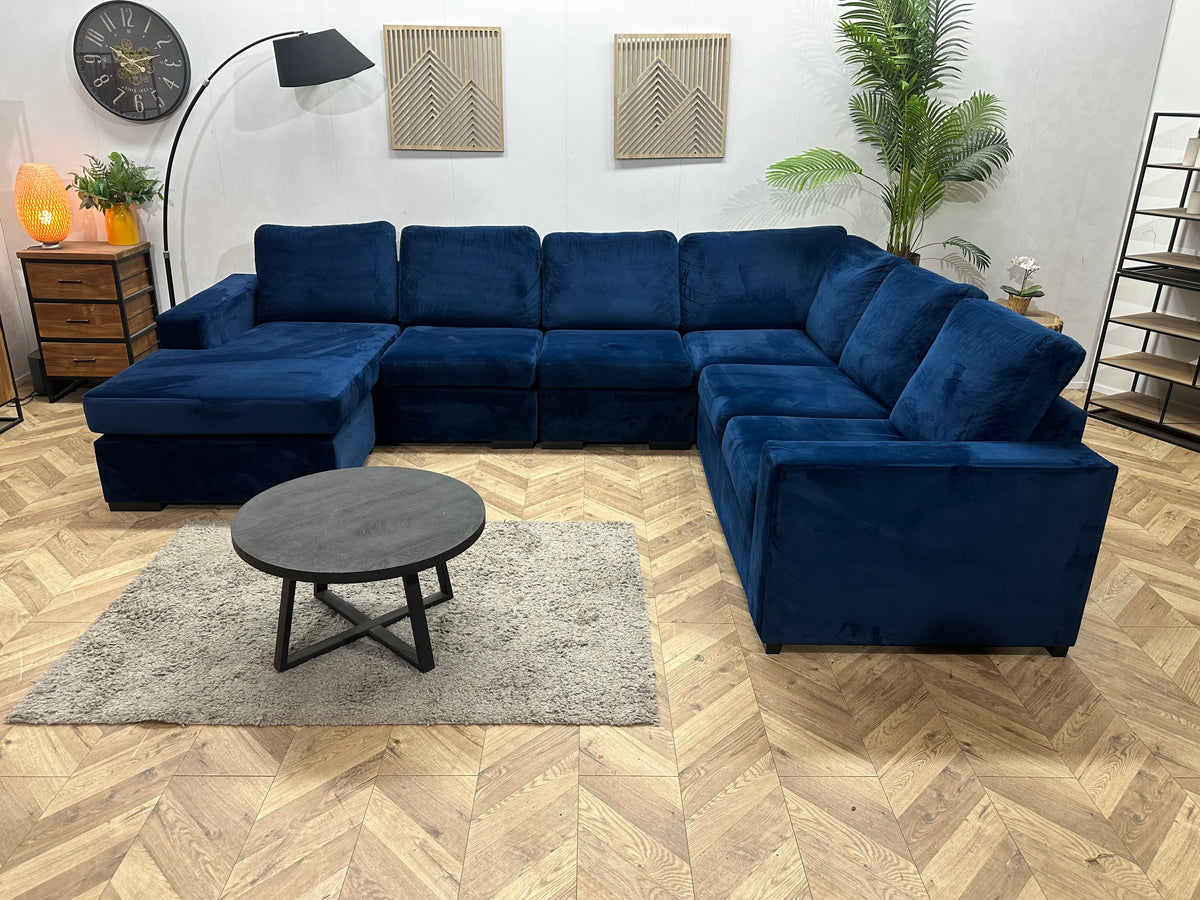 Blauwe Velvet U Zetel ~ Meerdere Opstellingen