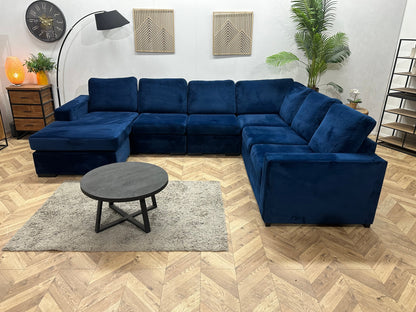 Blauwe Velvet U Zetel ~ Meerdere Opstellingen