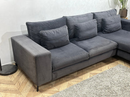 Antraciet Velvet Hoekzetel ~ Losse Kussens Met Afneembare Hoezen