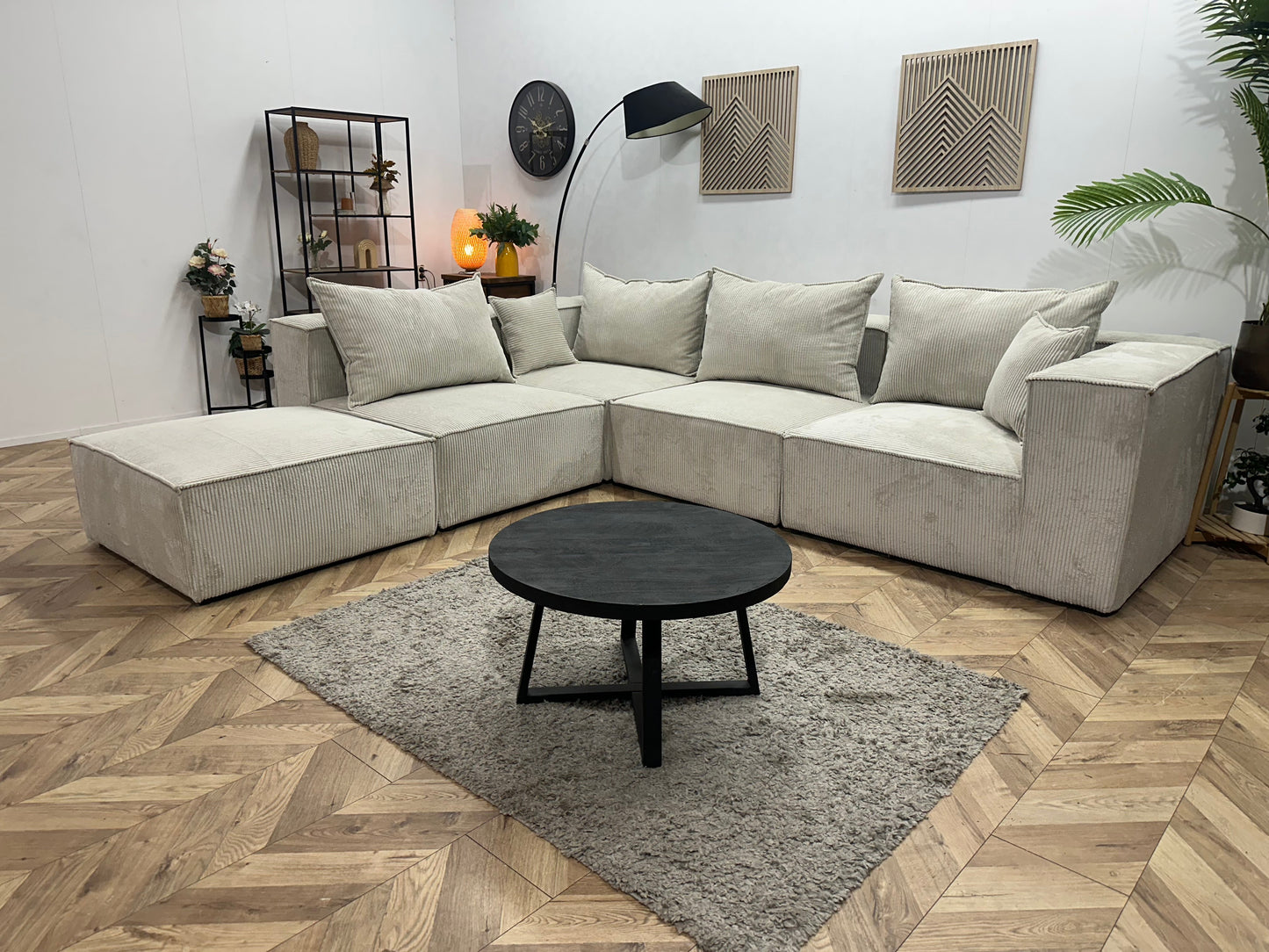 !Showroommodel! Witte Ribstof Hoekzetel ~ Meerdere Opstellingen