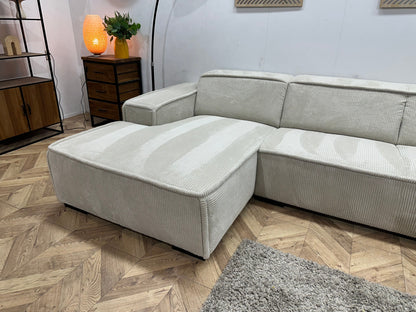 !Showroommodel! Crème Ribstof Hoekzetel ~ Vaste Kussens