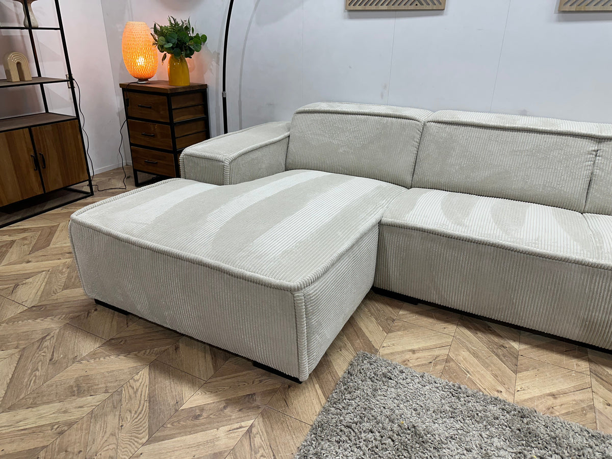 !Showroommodel! Crème Ribstof Hoekzetel ~ Vaste Kussens