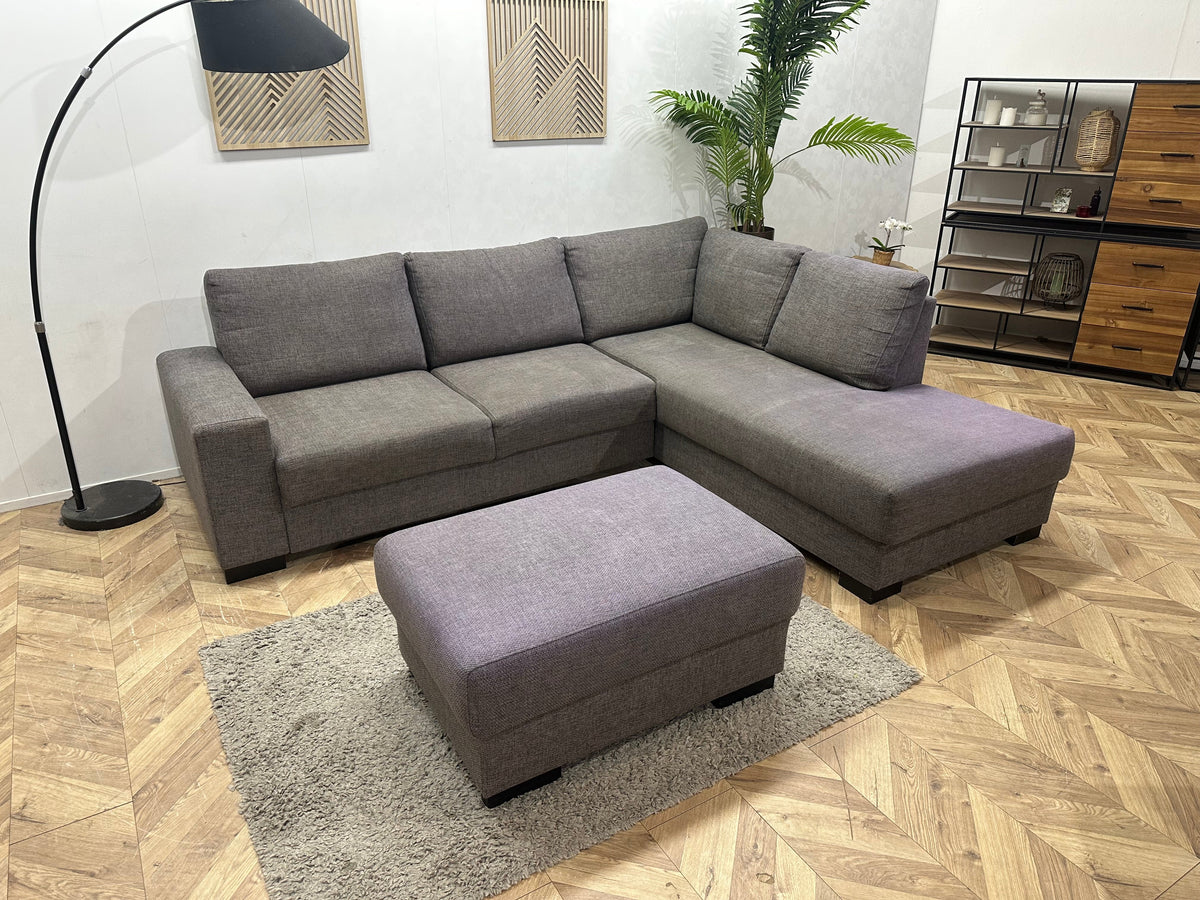 Grijze Hoekzetel Inc Hocker ~ Losse Rugkussens Met Afneembare Hoezen