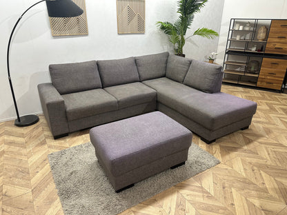 Grijze Hoekzetel Inc Hocker ~ Losse Rugkussens Met Afneembare Hoezen