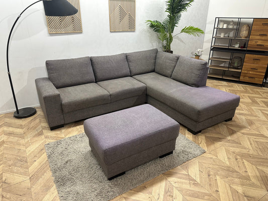 Grijze Hoekzetel Inc Hocker ~ Losse Rugkussens Met Afneembare Hoezen