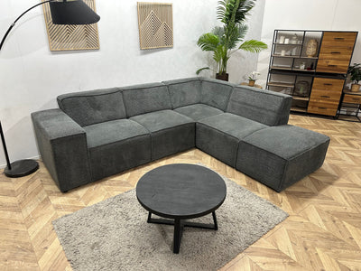 !Showroommodel! Grijze Bouclé Stoffen Hoekzetel