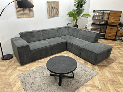 !Showroommodel! Grijze Bouclé Stoffen Hoekzetel