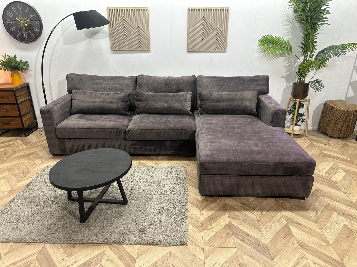Antraciet Velvet Hoekzetel ~ Losse Kussens Met Afneembare Hoezen