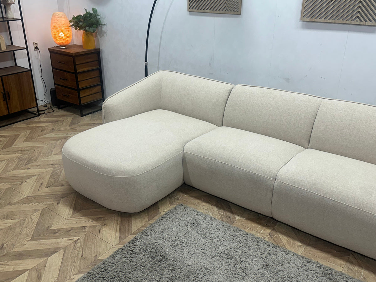 !Showroommodel! Crème Chenille Stoffen Hoekzetel