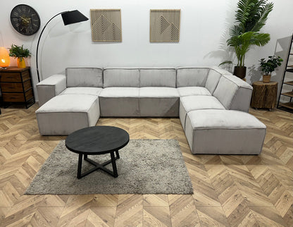 !Showroommodel! Licht Grijze Ribstof U Zetel
